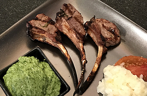 Grilled Rack of Lamb with Avocado Chimichurri