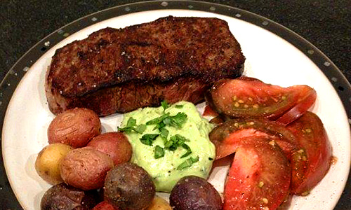 Seared Steak with Herbed Avocado