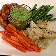 Roasted Vegetables with Avocado and Spinach Dip